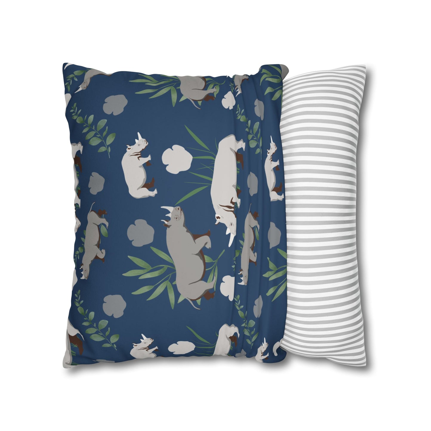 Rhino Crash Lux Faux Suede Throw Pillow Cover – 18" x 18" & 20" x 20"