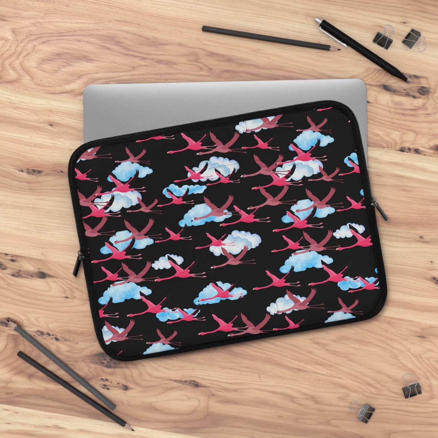 Flying Flamingo Pattern Laptop Sleeve, Stylish Laptop Bag, Wildlife Laptop Cover, Gift for Bird Lovers, Laptop Case for Travel