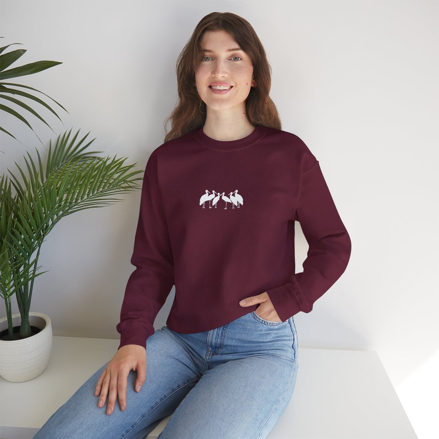 Soaring Stork Crewneck Sweatshirt | Unisex Sweater for Nature Lovers, Perfect for Gift Giving, Cozy Wear, Outdoor Adventures, Eco-Friendly
