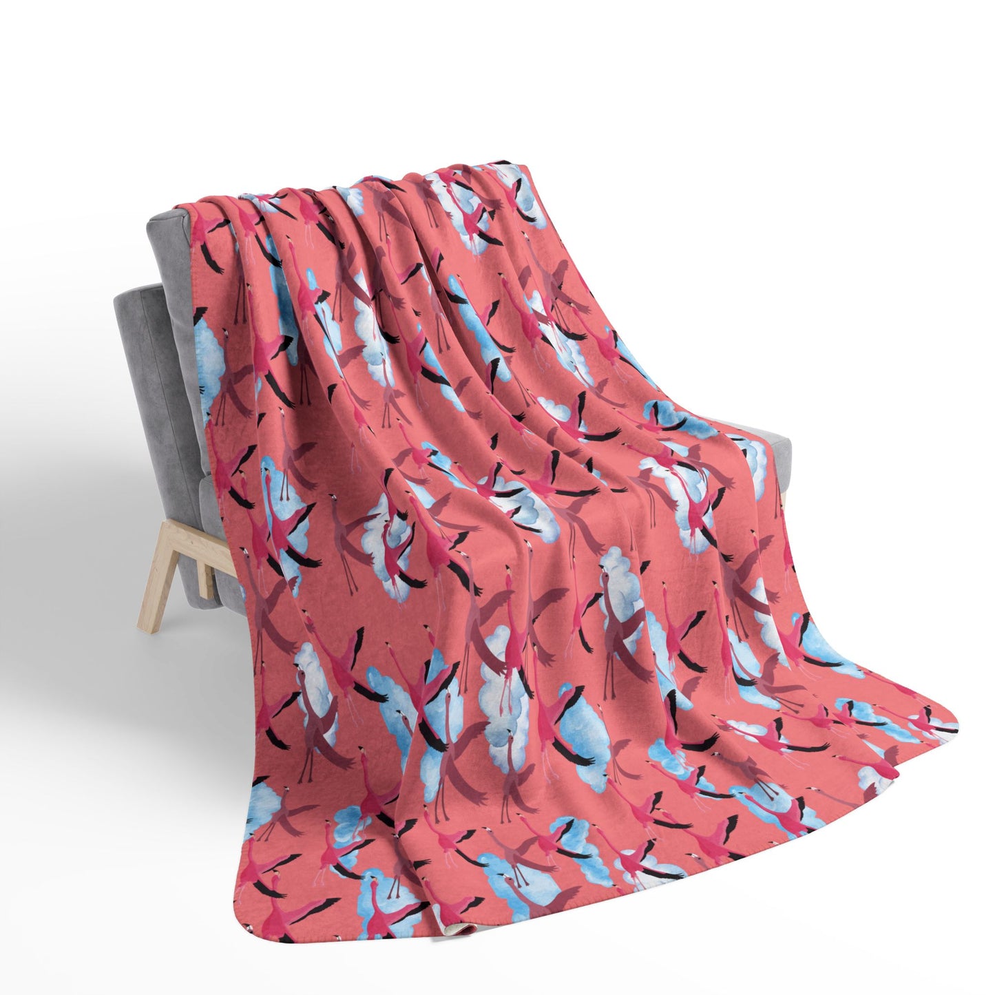 Flamingo Fleece Sherpa Blanket