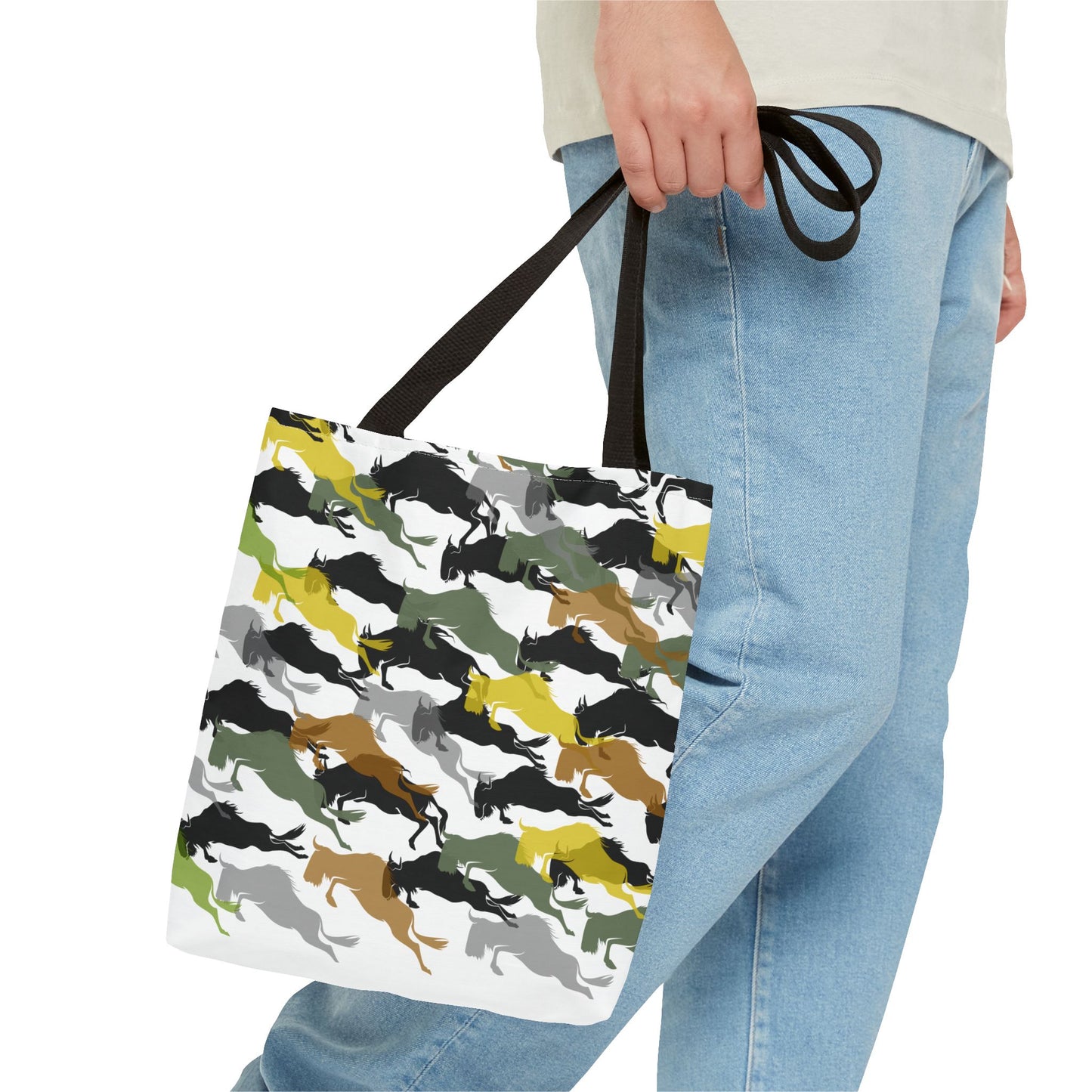 Wildebeest Crossing Tote Bag - White