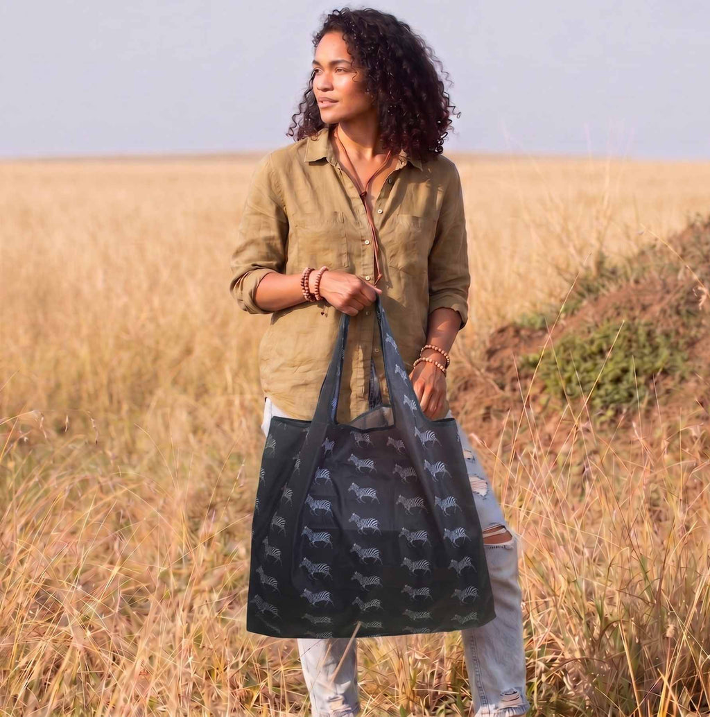Zebra Reusable Shopping Bag - Ultralight Ripstop Tote