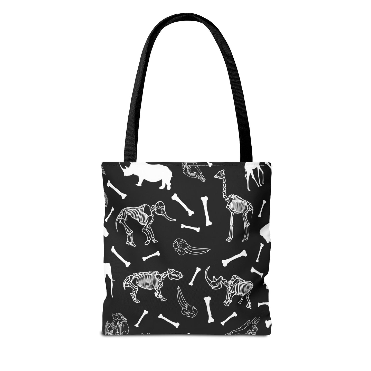 Whimsical Animal Skeletons Tote Bag (Black), Perfect for Animal Lovers, Halloween, Eco-Friendly Bag, Gift for Pet Owners, Shopping Bag, Halloween Gift