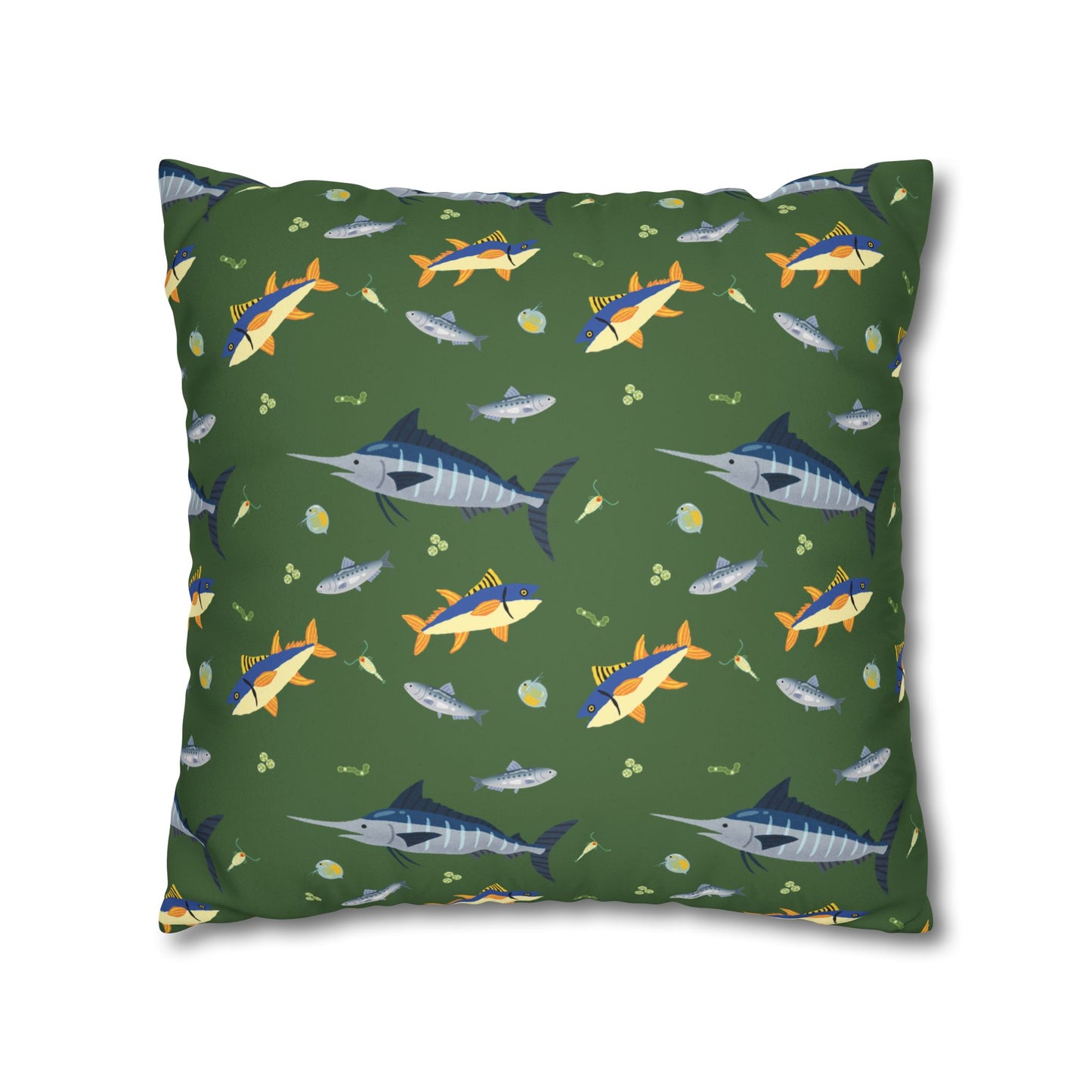 Marine Food Chain Lux Faux Suede Throw Pillow Cover – 18" x 18" & 20" x 20"