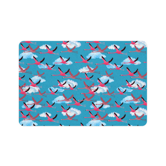 Whimsical Flying Flamingo Pet Food Mat for Dogs & Cats, Non-Slip Pet Feeding Place, Cute Animal Print, Dog/Cat Feeding Mat, Home Decor for Pet Lovers
