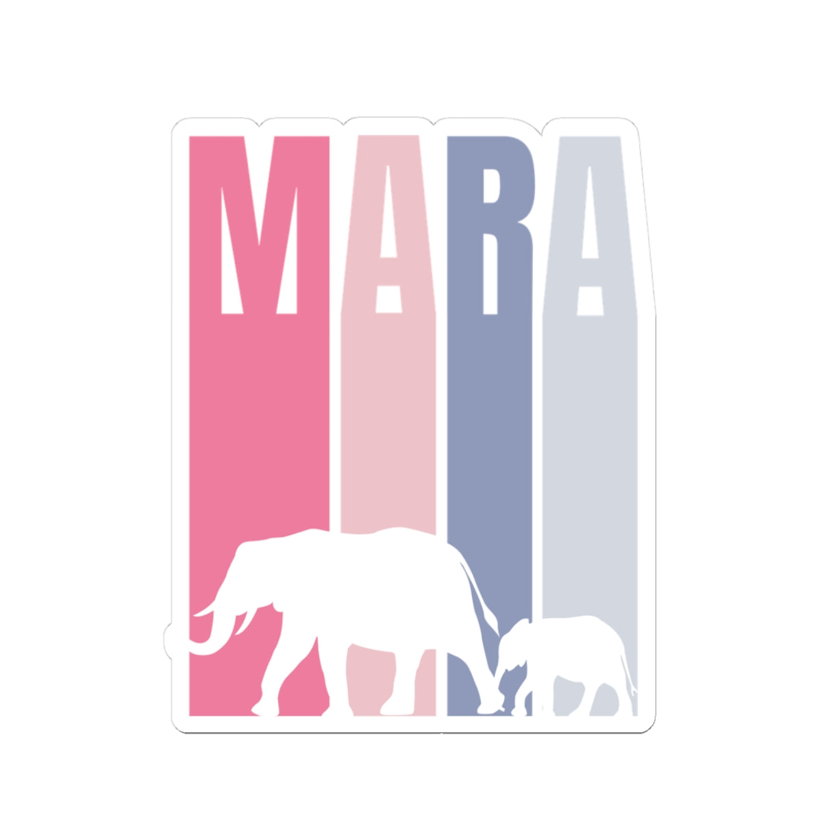 Safari Themed, Mummy and baby Elephants, Masai Mara, Pink, Vibrant Kiss-Cut Stickers for Laptop, Scrapbooking, Gifts, Eco-Friendly Decor, Customizable Designs
