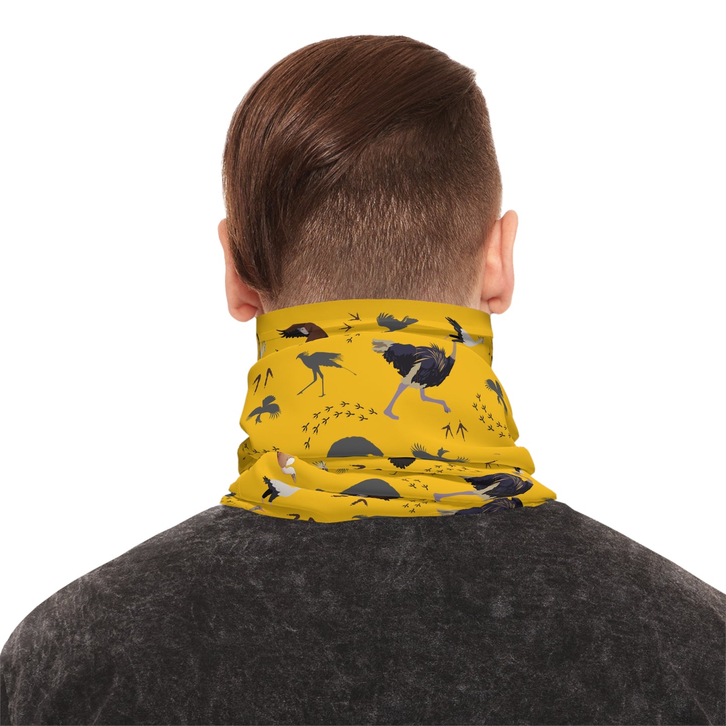Colorful Lightweight Safari Bird Neck Gaiter with Safari Bird Design (Yellow), Outdoor Accessory, Unique Gift, Hiking Gear, Nature-Themed Scarf