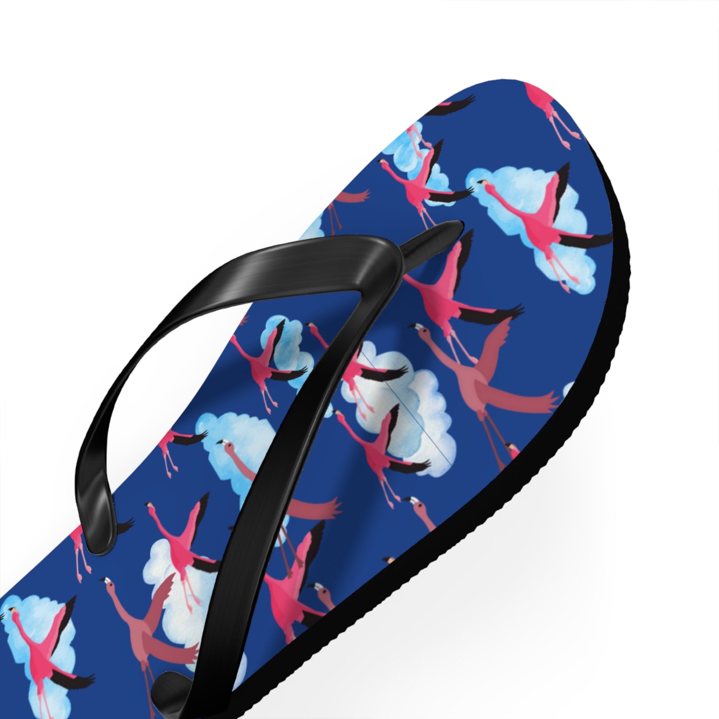 Flying Flamingo Print Flip Flops (Blue), Summer Sandals, Beach Footwear, Vacation Essentials, Gift for Nature Lovers, Cute Outdoor Wear