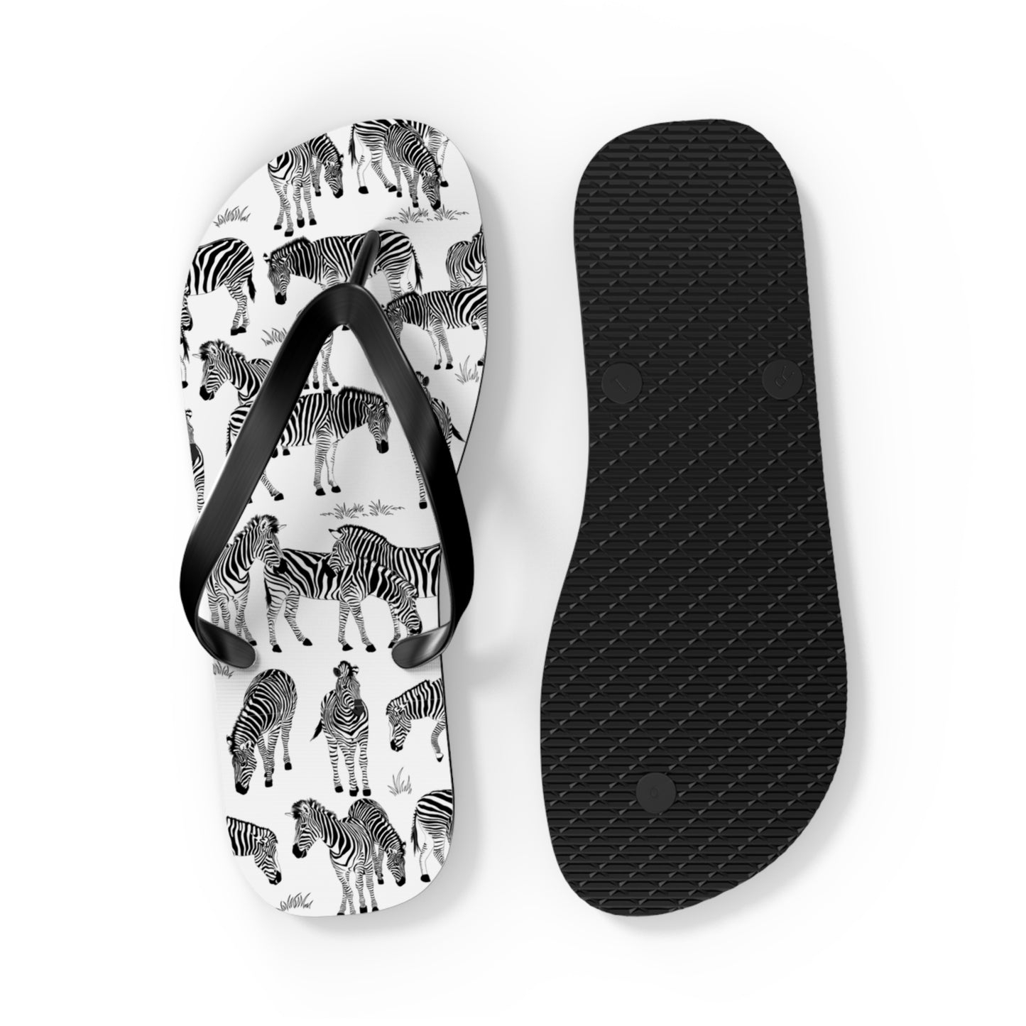 Zebra Print Flip Flops (White), Summer Sandals, Beach Footwear, Vacation Essentials, Gift for Nature Lovers, Cute Outdoor Wear