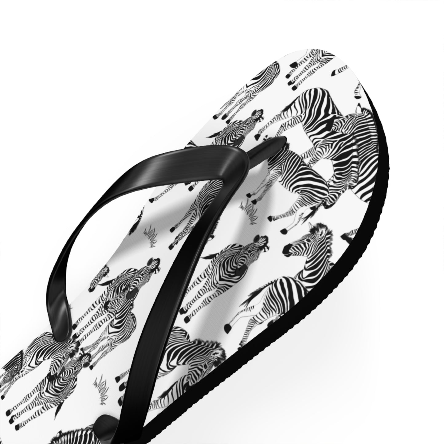 Zebra Print Flip Flops (White), Summer Sandals, Beach Footwear, Vacation Essentials, Gift for Nature Lovers, Cute Outdoor Wear