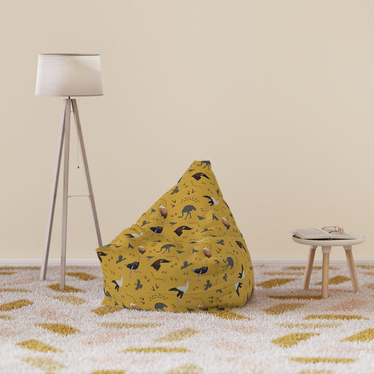 Bean Bag Chair Cover - Safari Bird Pattern (Mustard)