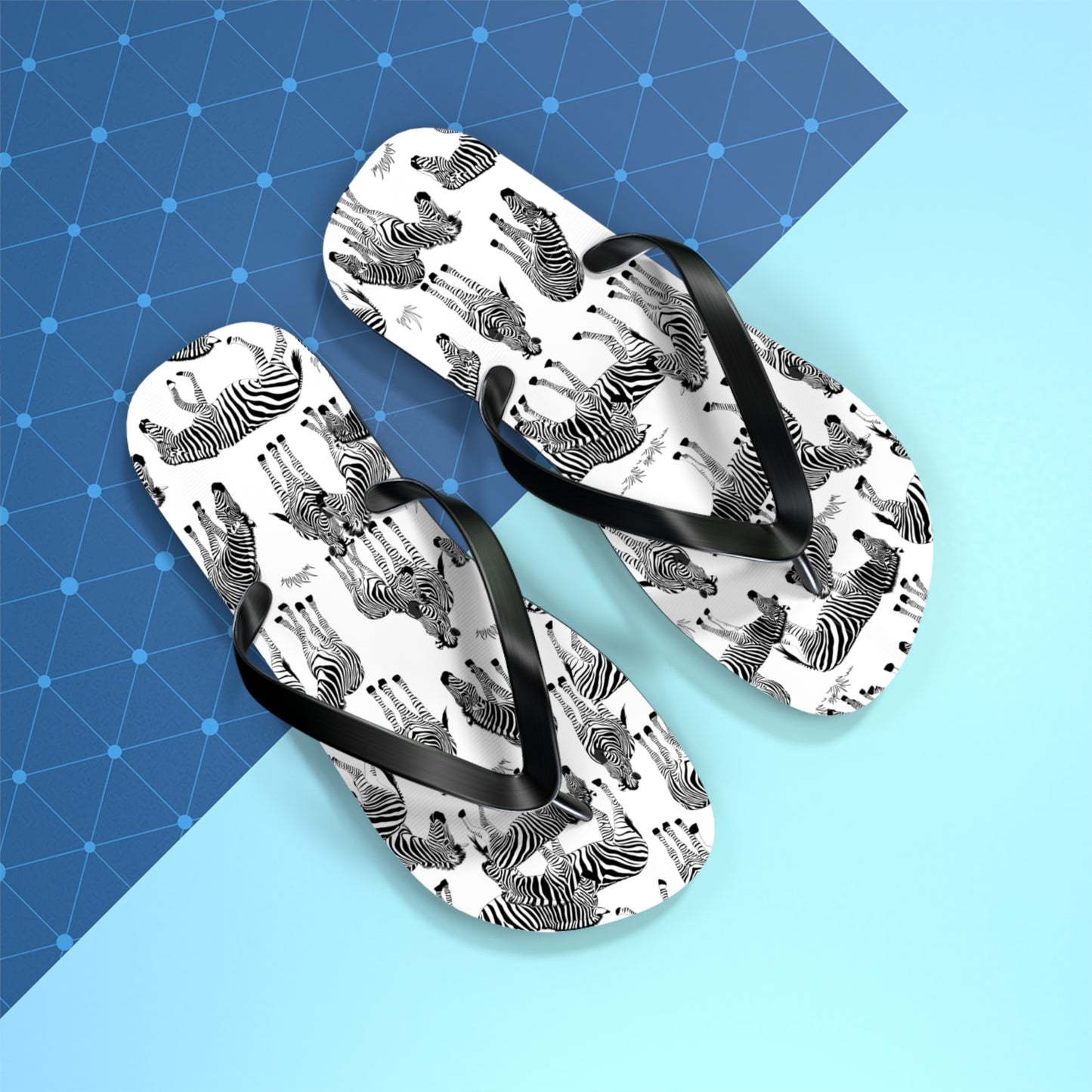 Zebra Print Flip Flops (White), Summer Sandals, Beach Footwear, Vacation Essentials, Gift for Nature Lovers, Cute Outdoor Wear