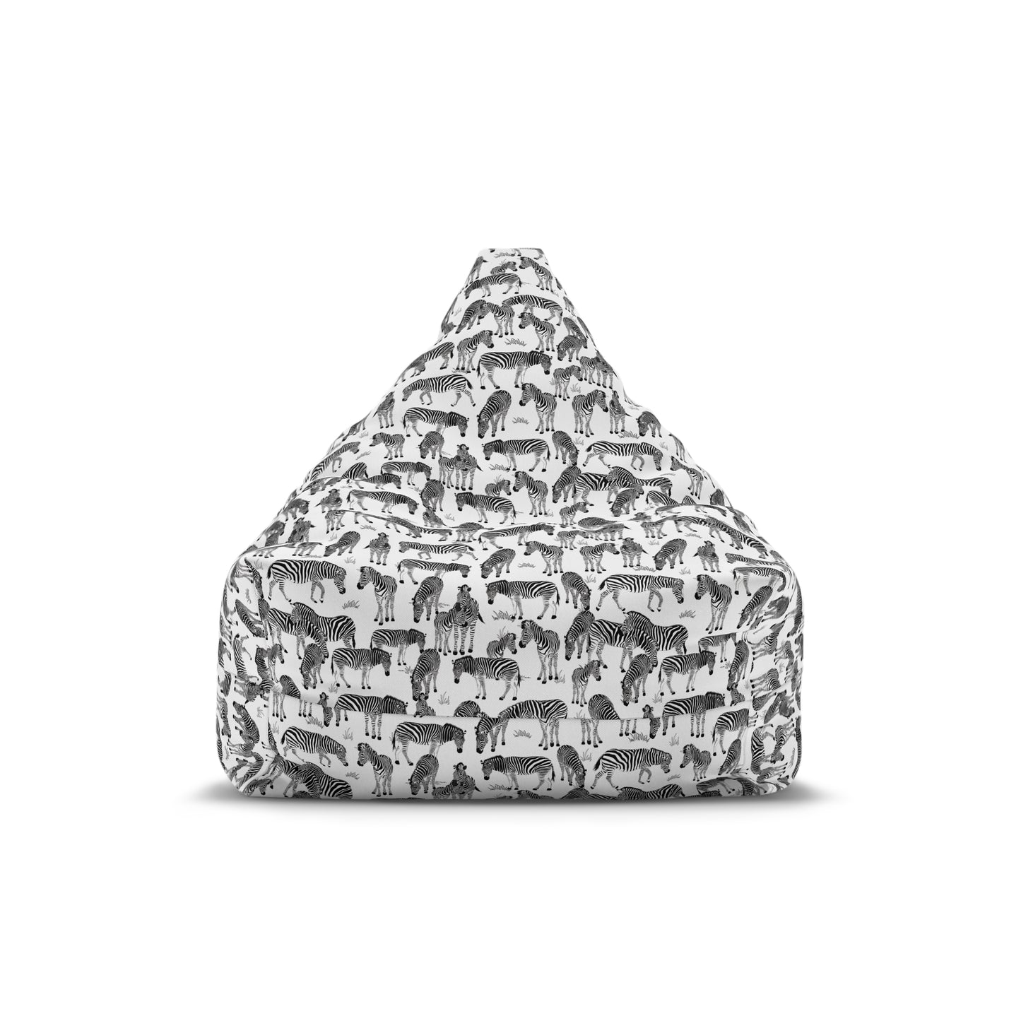 Bean Bag Chair Cover - Zebra Herd Pattern (White)