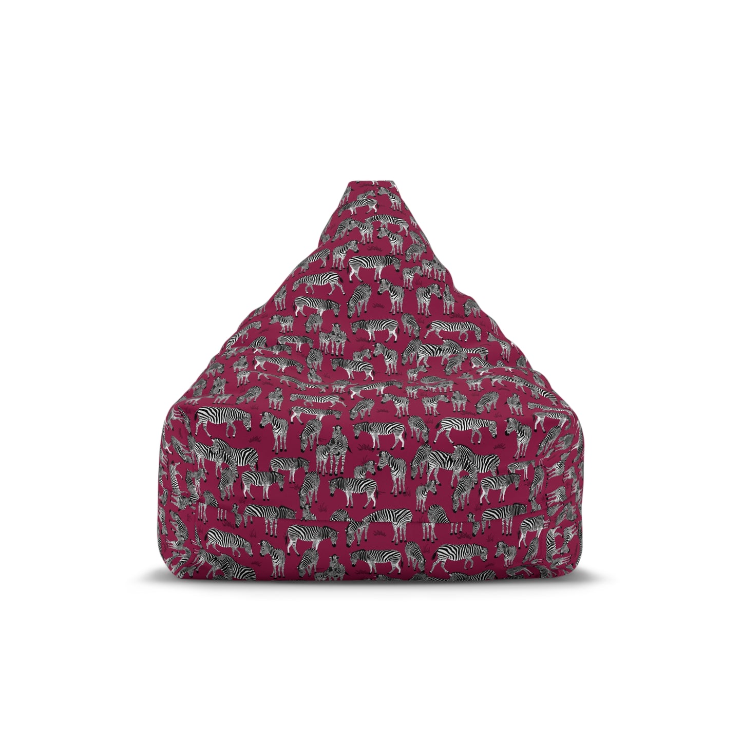 Bean Bag Chair Cover - Zebra Herd Pattern (Crimson Berry)