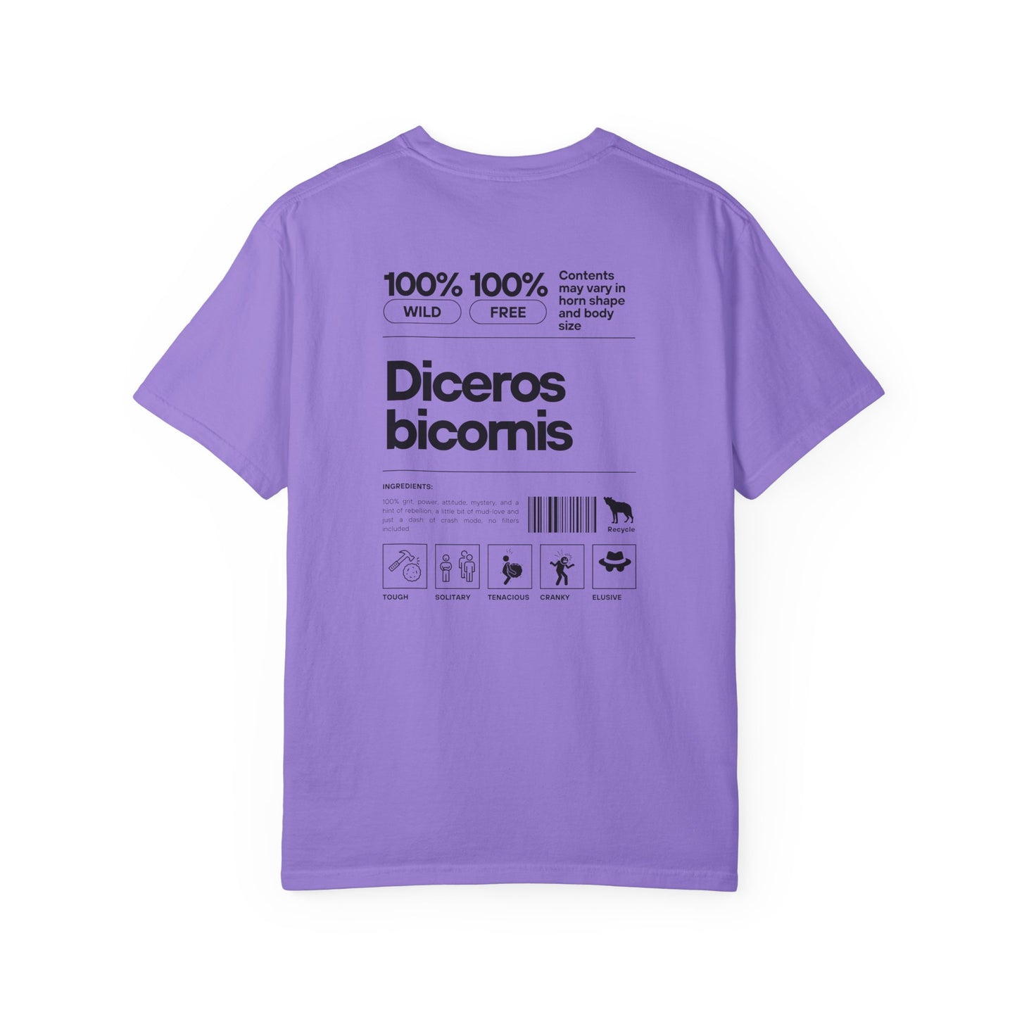 Black Rhino Component Graphic T-Shirt, Unique Casual Wear, Fashionable Gift, Nature Lover Apparel, Perfect for Wildlife Enthusiasts