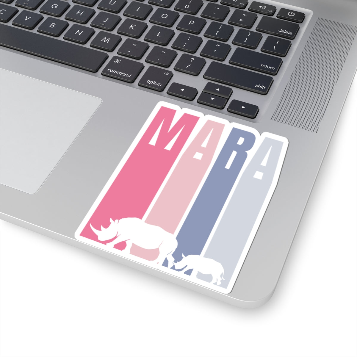 Safari Themed, Mummy and baby Rhino, Masai Mara, Pink, Vibrant Kiss-Cut Stickers for Laptop, Scrapbooking, Gifts, Eco-Friendly Decor, Customizable Designs