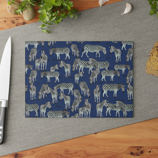 Zebra Herd Glass Cutting Board