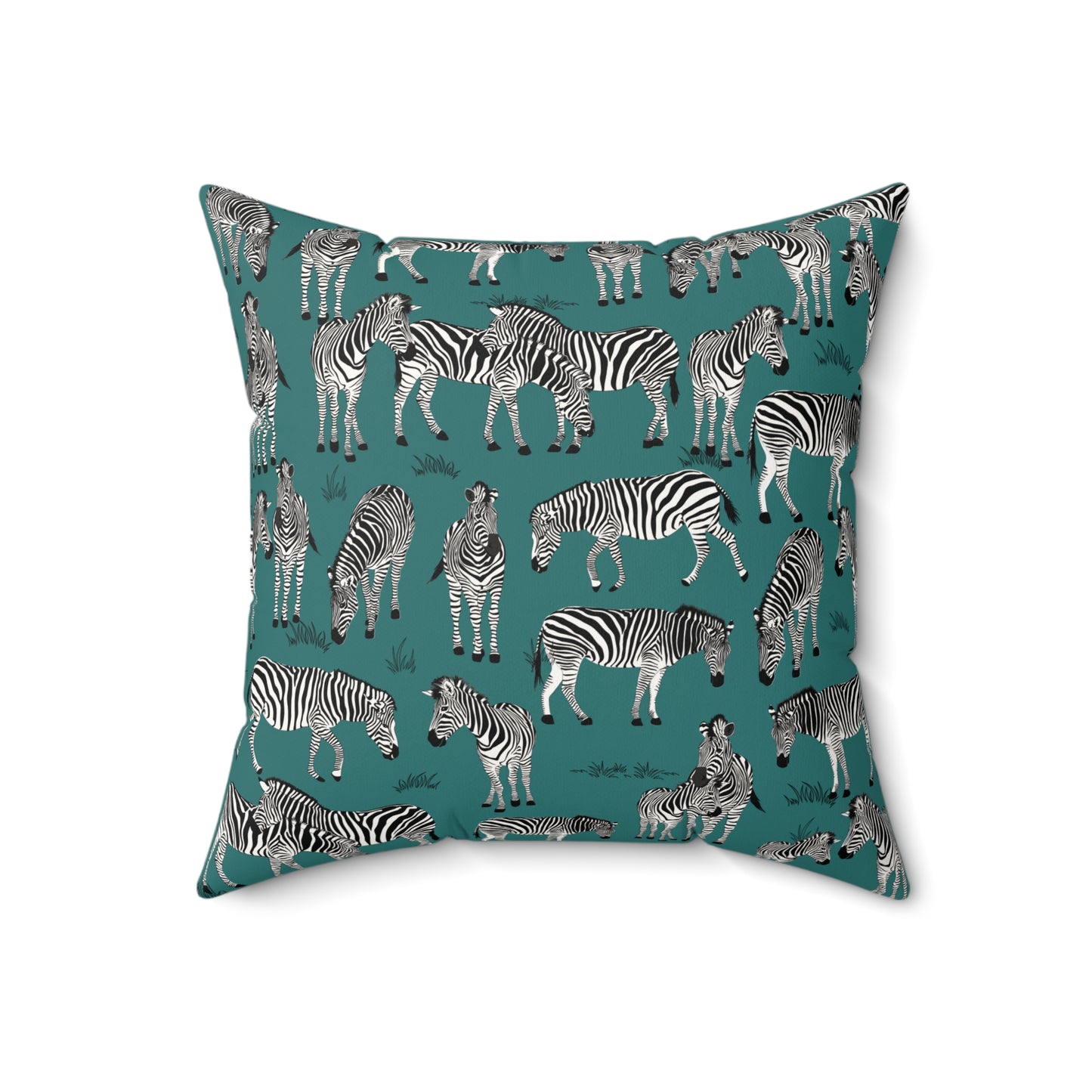 Zebra Herd Print Lux Faux Suede Throw Pillow with Insert - 18" x 18"& 20" 20" (Jade Sea)