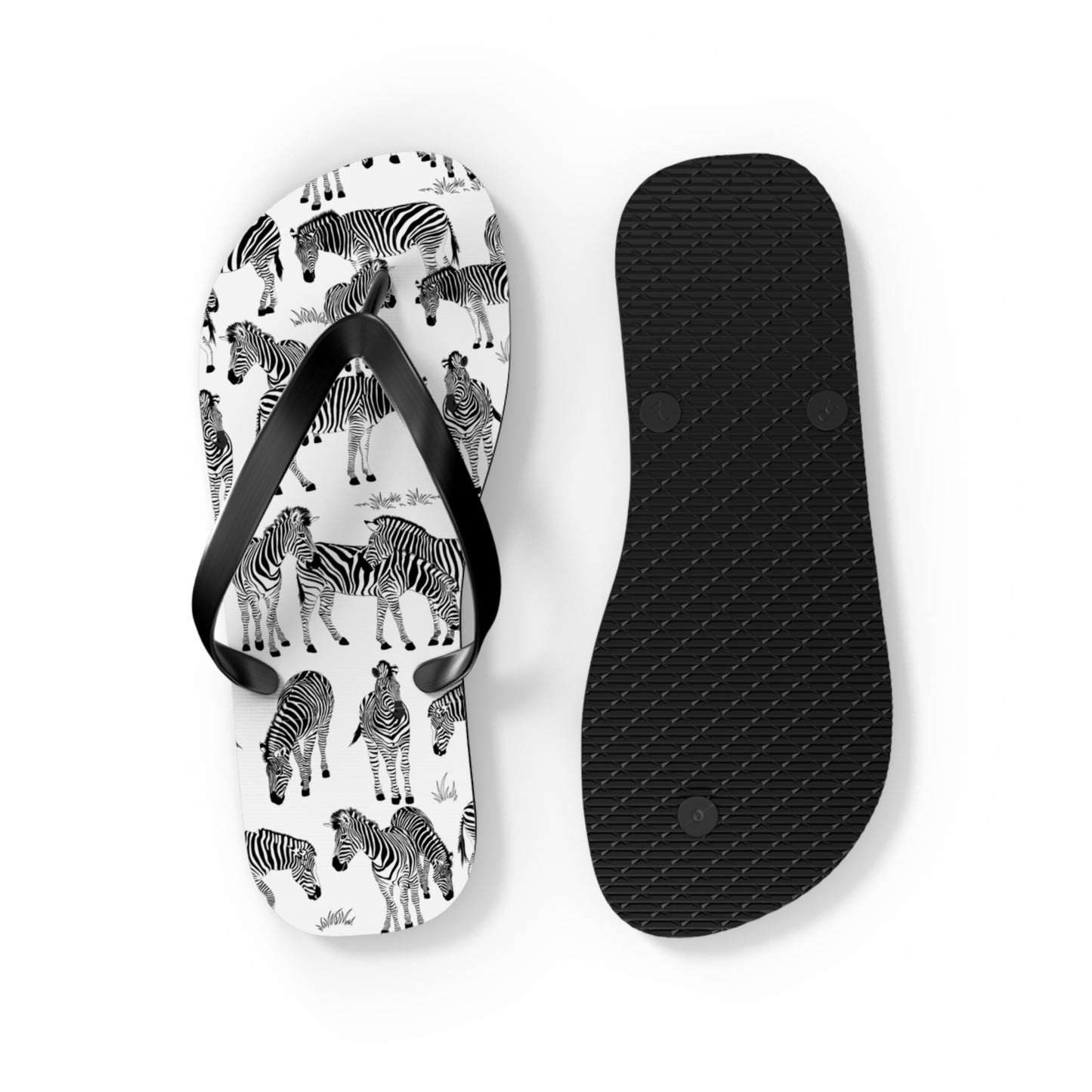 Zebra Print Flip Flops (White), Summer Sandals, Beach Footwear, Vacation Essentials, Gift for Nature Lovers, Cute Outdoor Wear