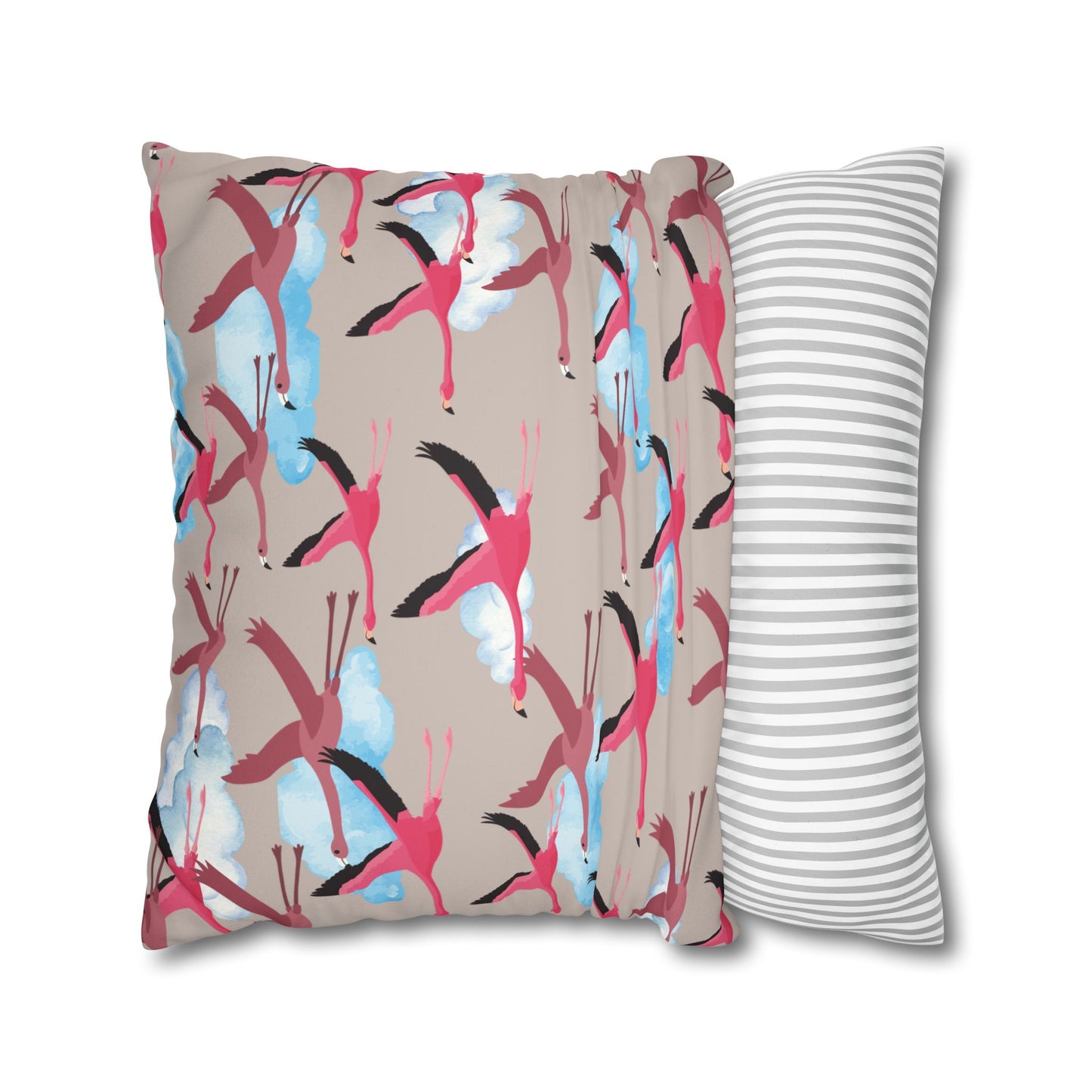 Flying Flamingo Lux Faux Suede Pillow Cover (Wild Clay) – 18" x 18" & 20" x 20"