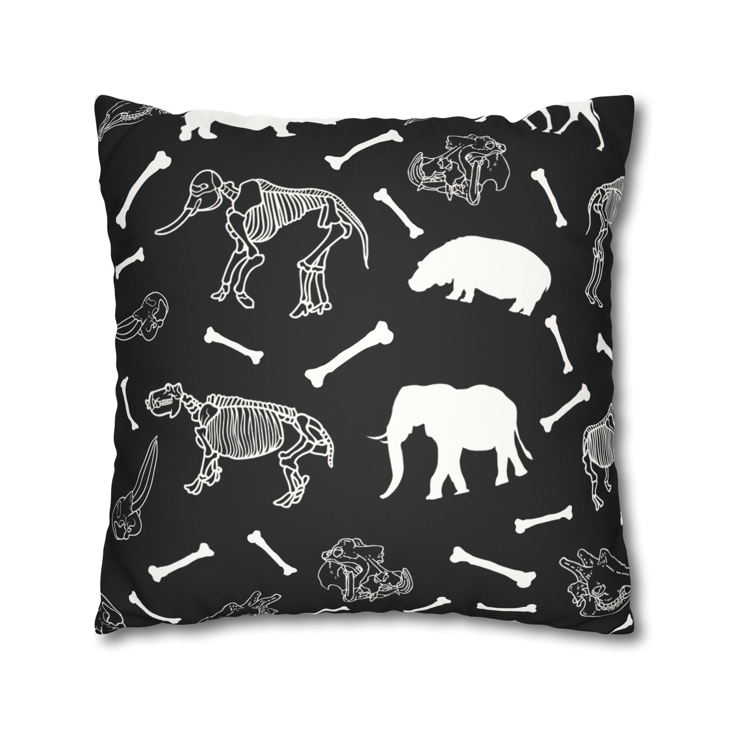 Animal Skeleton Lux Faux Suede Throw Pillow Cover – 18" x 18" & 20" x 20"