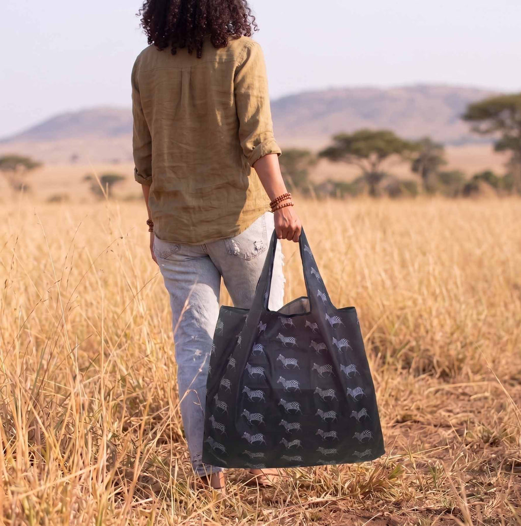 Zebra Reusable Shopping Bag - Ultralight Ripstop Tote