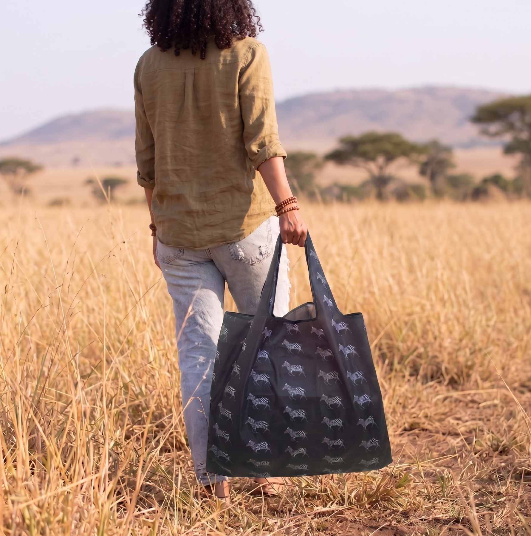 Zebra Reusable Shopping Bag - Recycled Ripstop Tote