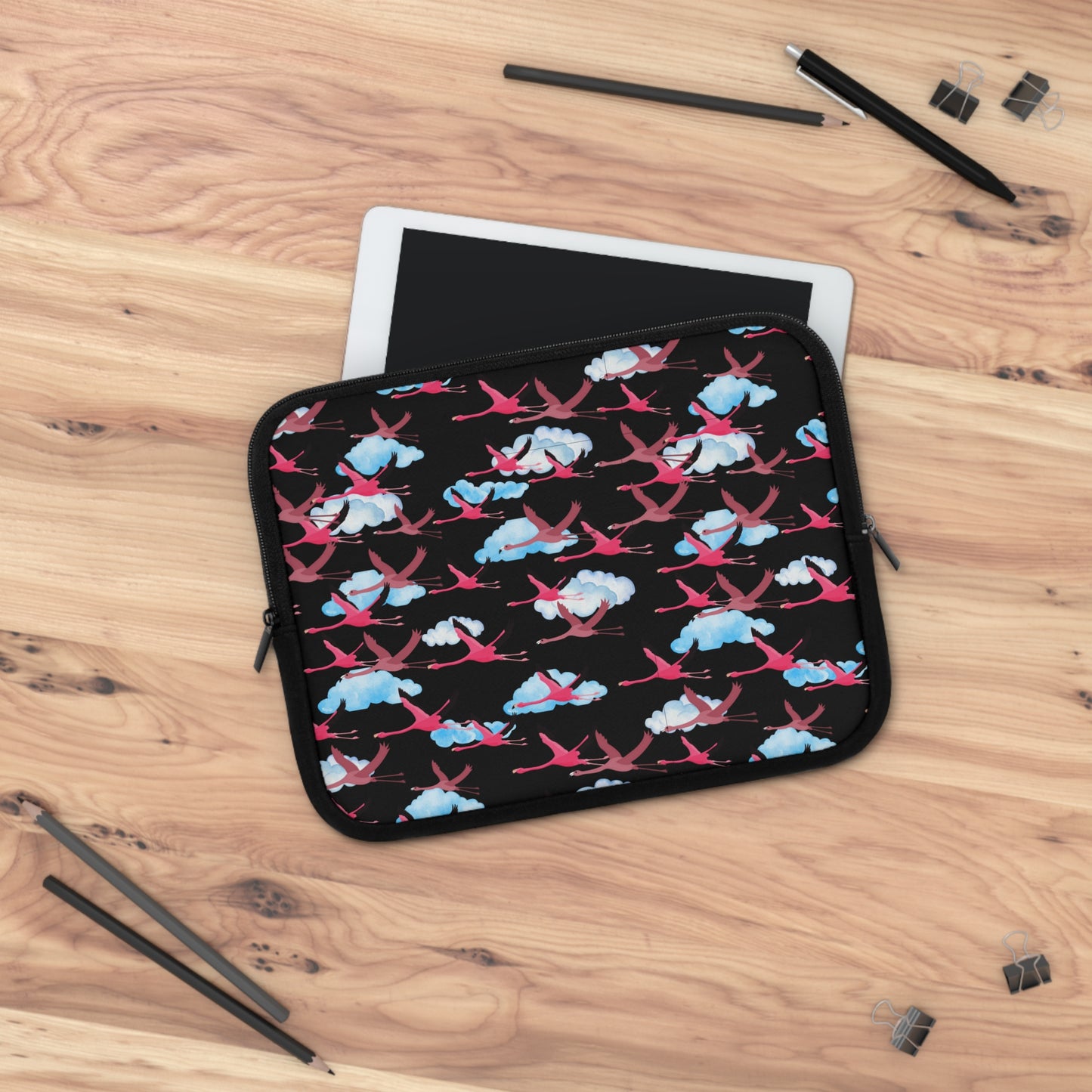 Flying Flamingo Pattern Laptop Sleeve, Stylish Laptop Bag, Wildlife Laptop Cover, Gift for Bird Lovers, Laptop Case for Travel
