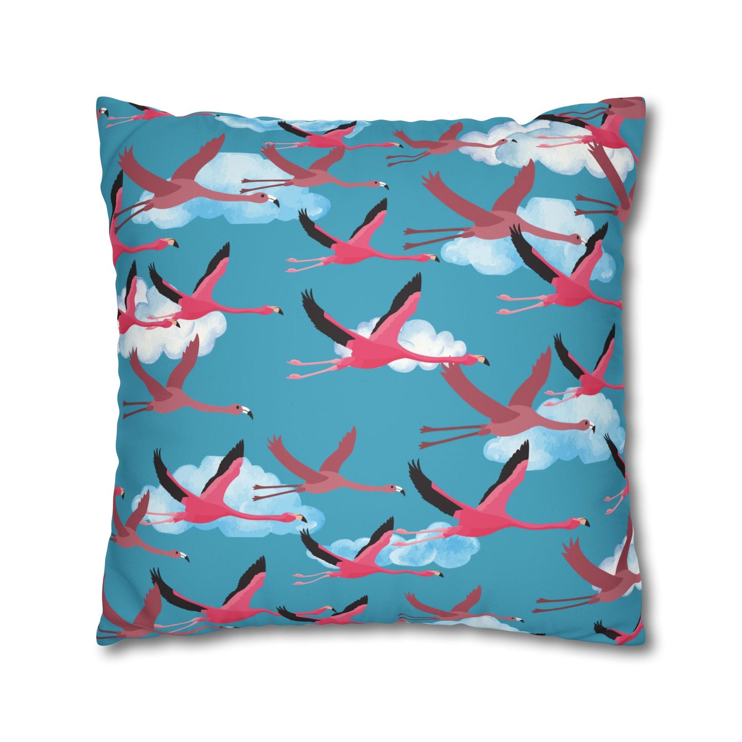 Flying Flamingo Lux Faux Suede Pillow Cover (Blue Sky) – 18" x 18" & 20" x 20"