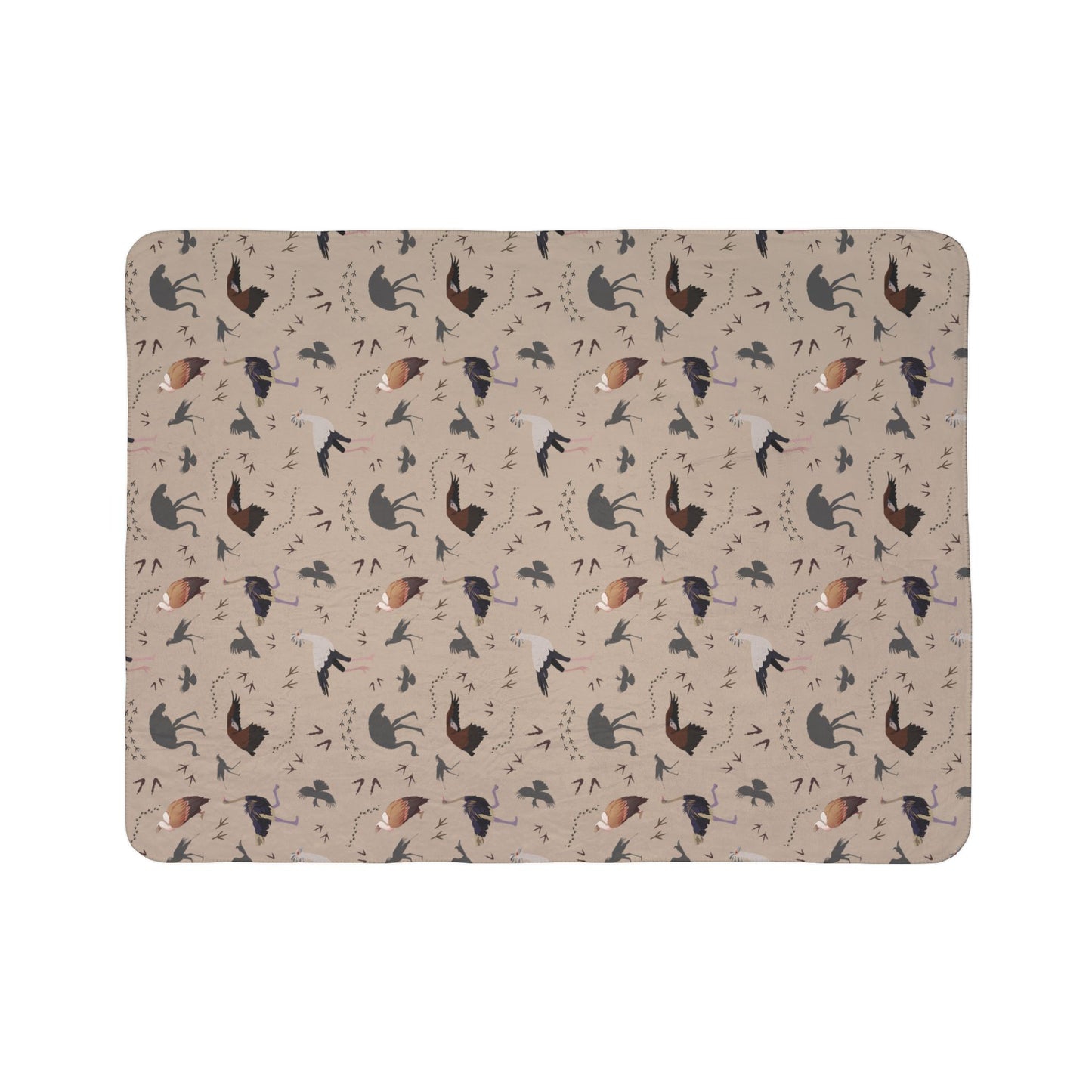 Safari Bird Fleece Sherpa Blanket (Blush Clay)
