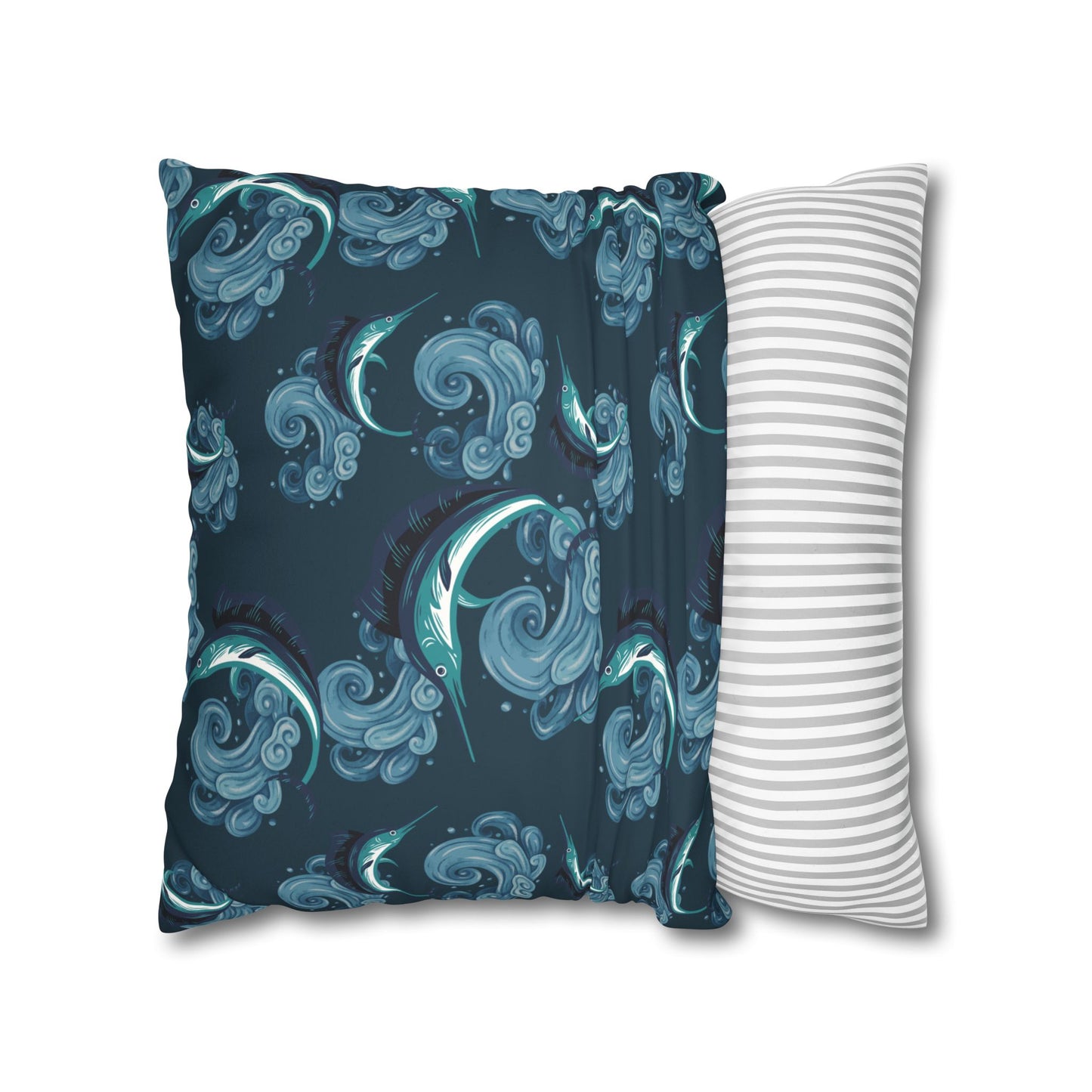 Jumping Marlin Lux Faux Suede Throw Pillow Cover – 18" x 18" & 20" x 20"