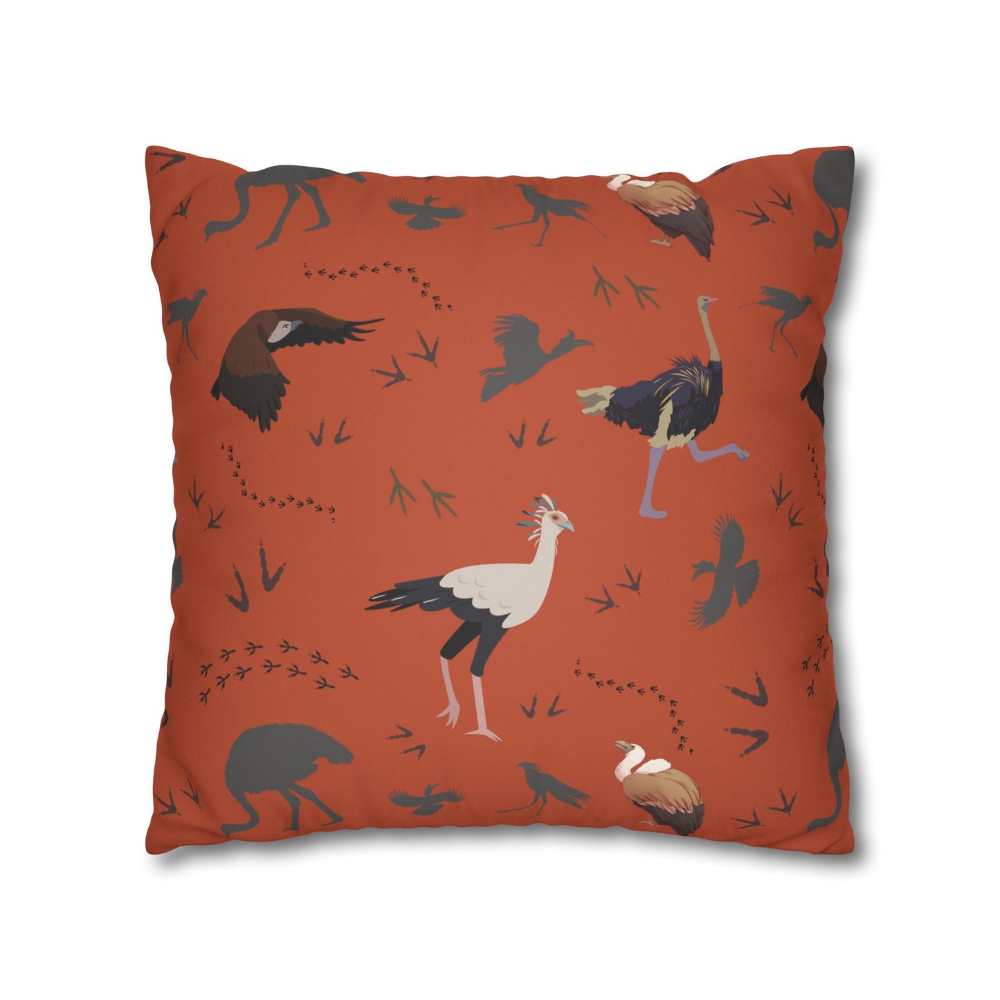 Safari Bird Lux Faux Suede Pillow Cover (Tsavo Dust) – 18" x 18" & 20" x 20"