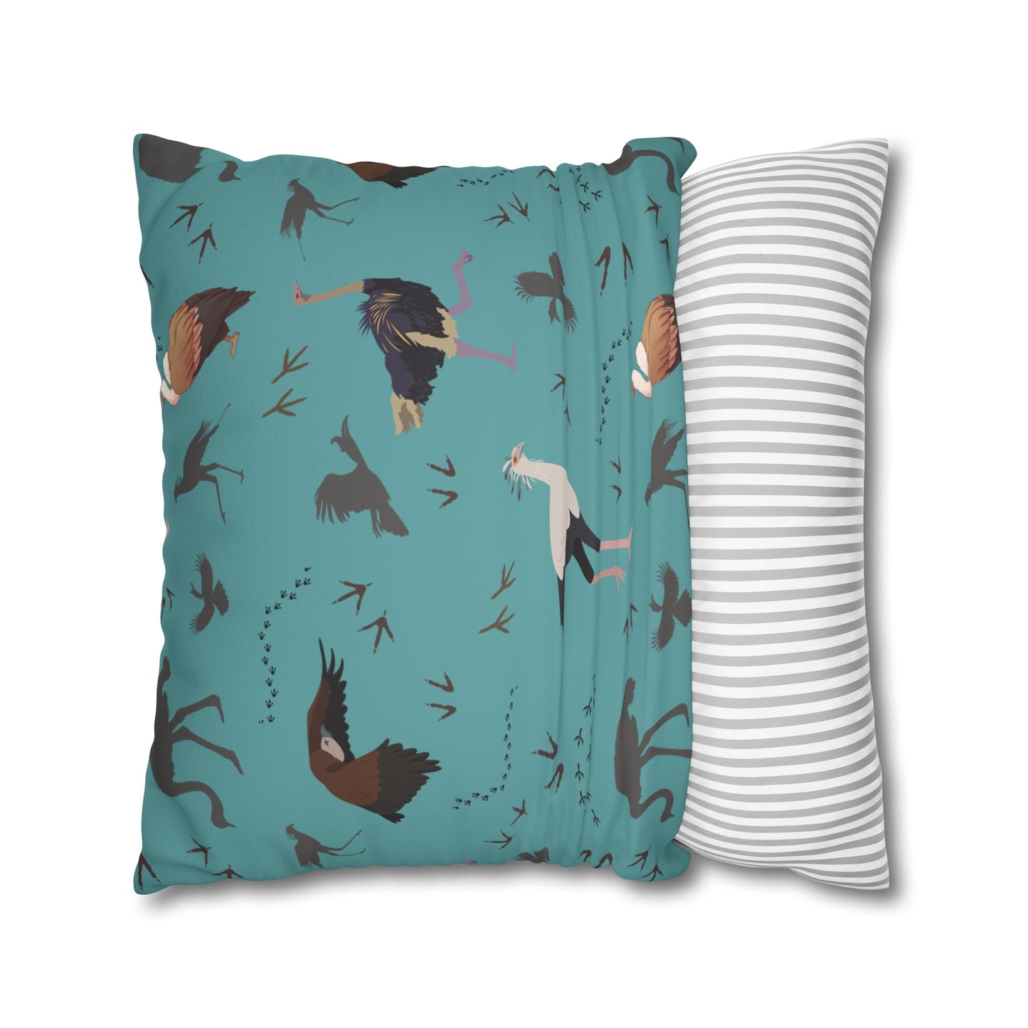 Safari Bird Lux Faux Suede Pillow Cover (Teal) – 18" x 18" & 20" x 20"