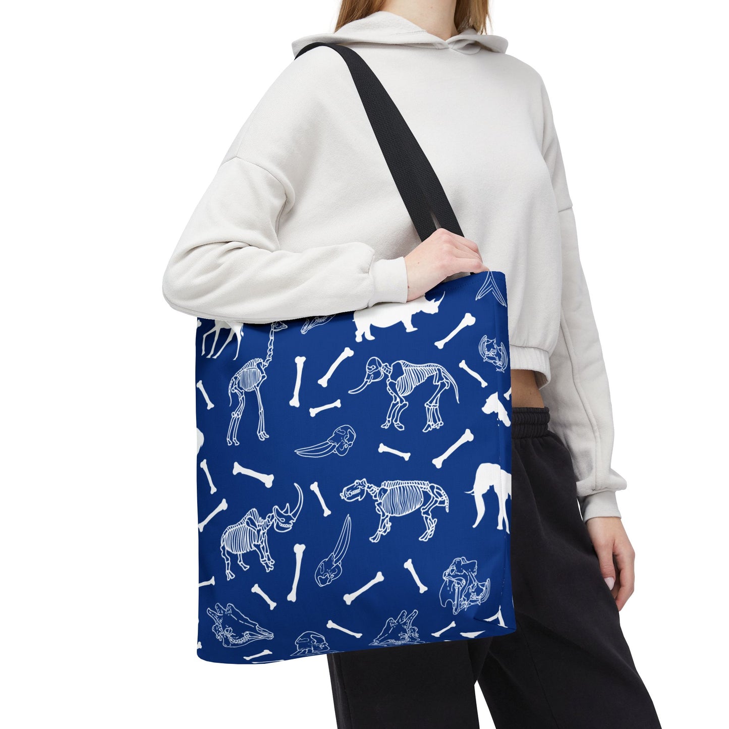 Whimsical Animal Skeletons Tote Bag (Blue), Perfect for Animal Lovers, Halloween, Eco-Friendly Bag, Gift for Pet Owners, Shopping Bag, Halloween Gift