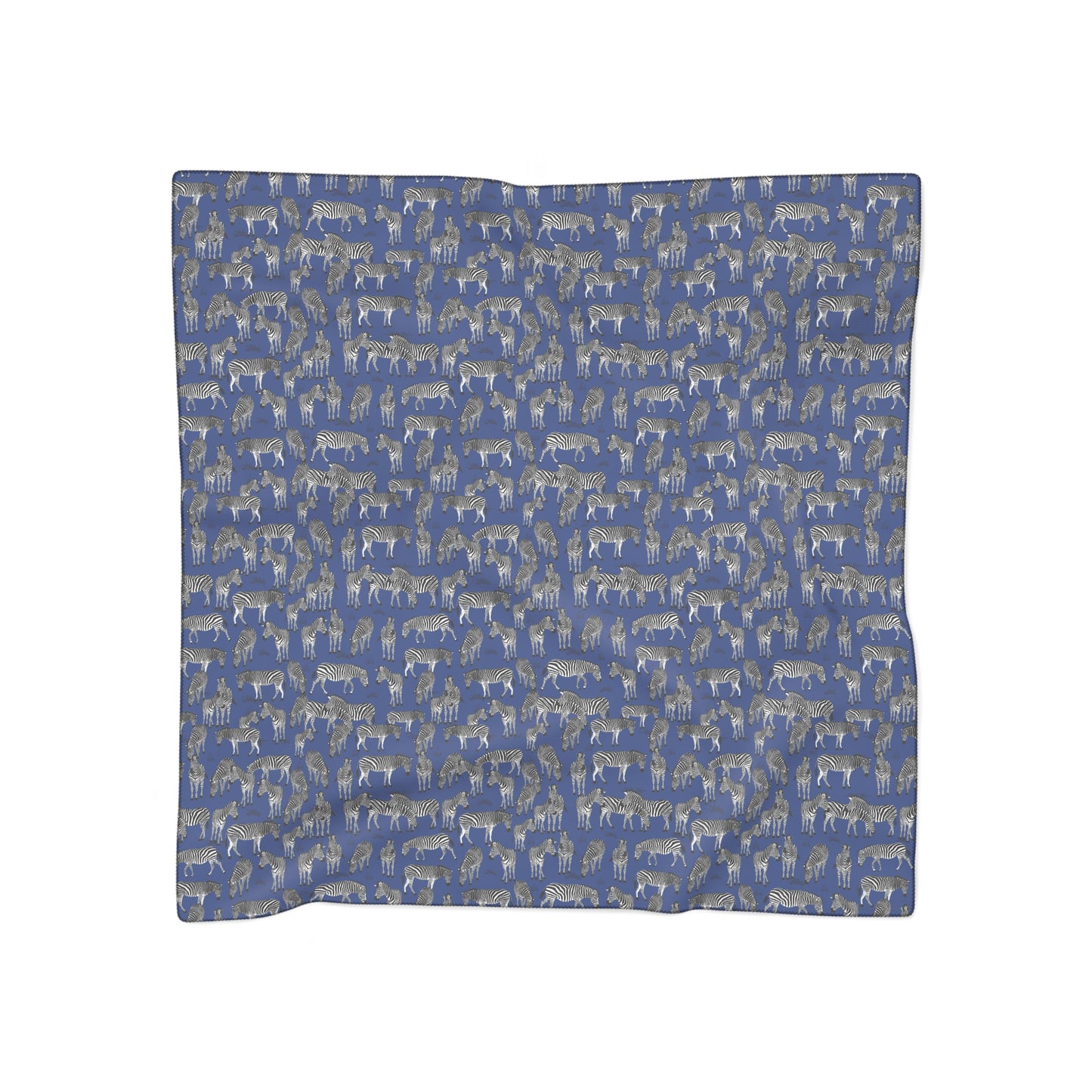 Zebra Herd Print Poly Scarf (Blue), Stylish Scarf for Animal Lovers, Lightweight Fashion Accessory, Perfect Gift for Any Occasion