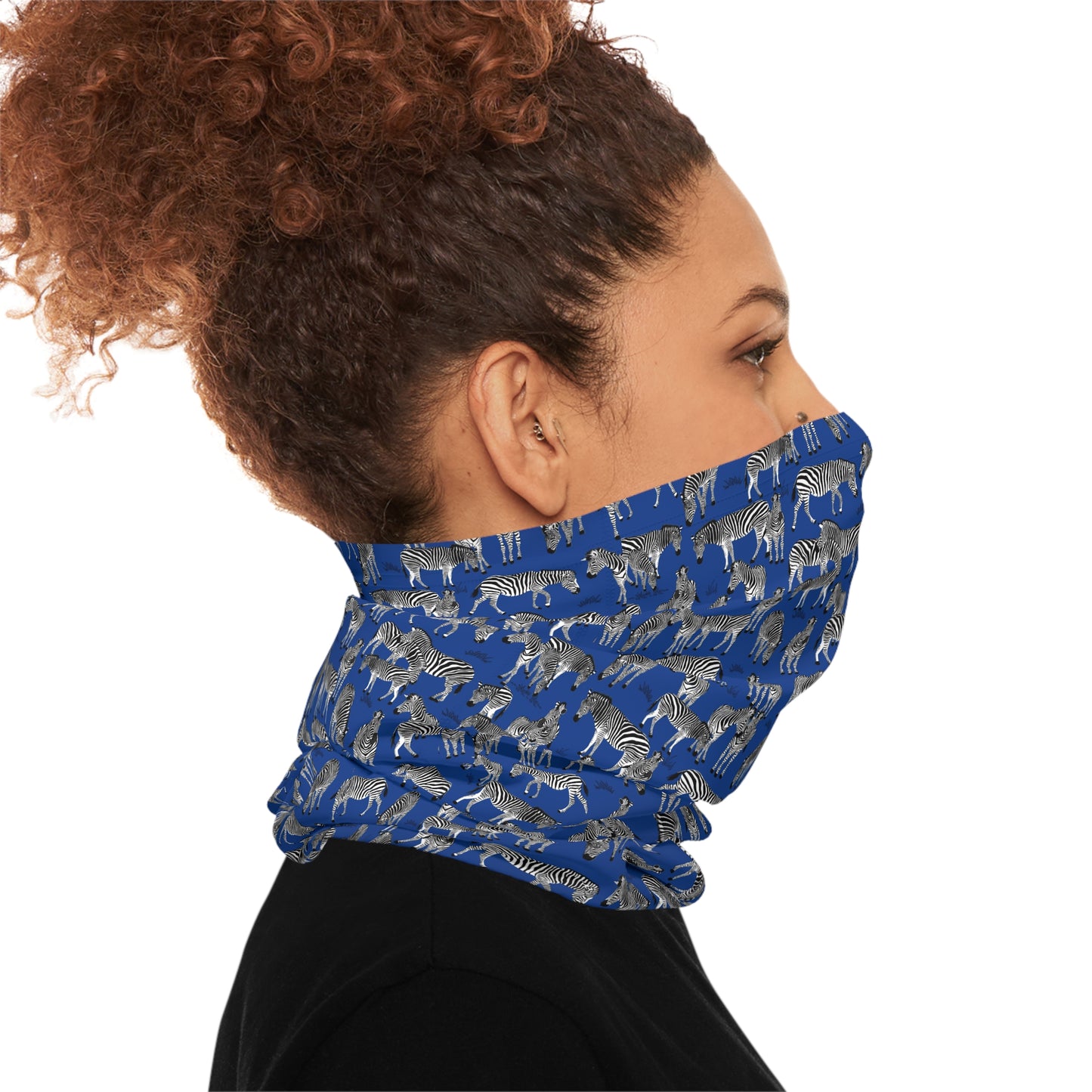 Colorful Lightweight Neck Gaiter with Zebra Herd Design (Blue), Outdoor Accessory, Unique Gift, Hiking Gear, Nature-Themed Scarf