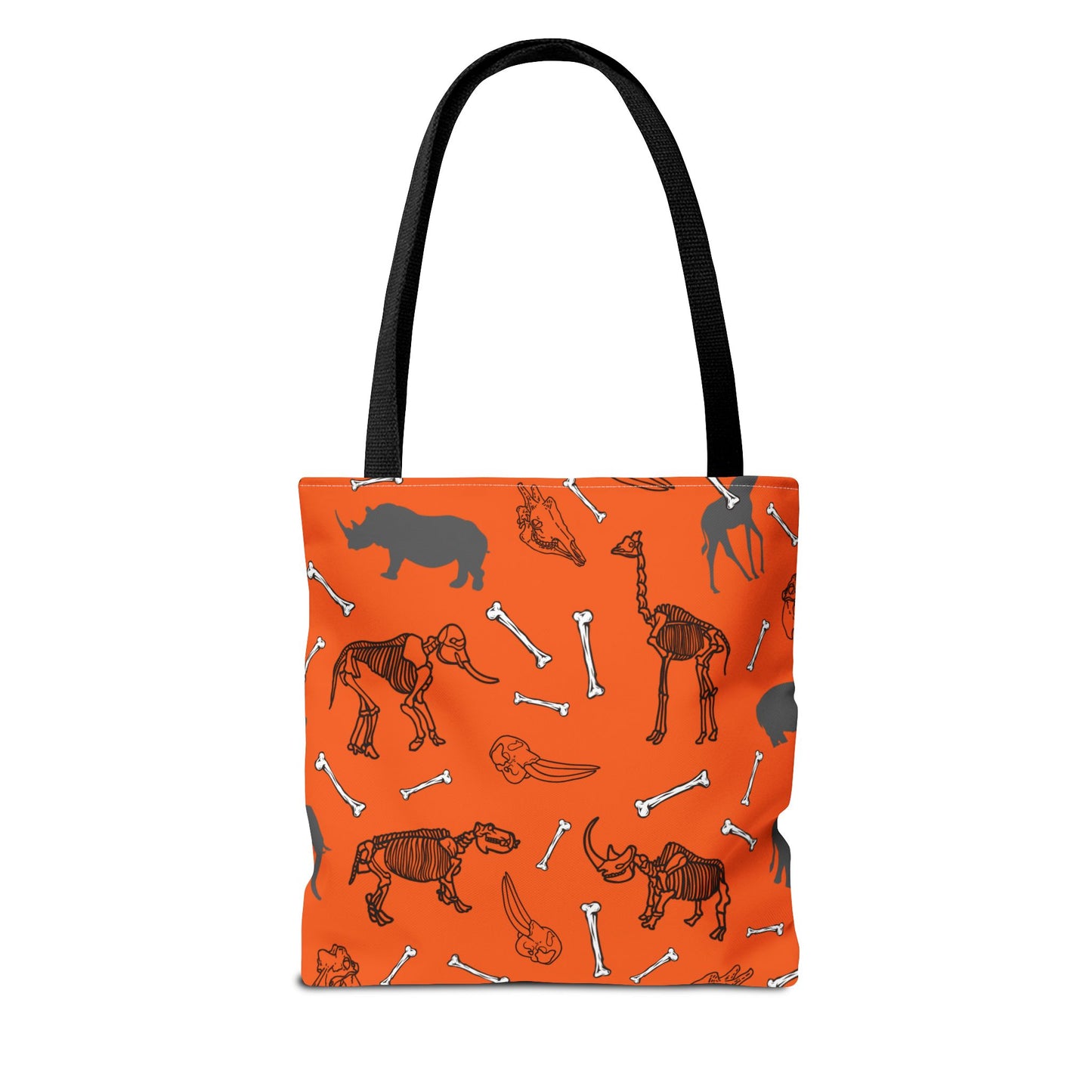 Whimsical Herbivore Animal Skeletons Tote Bag (Orange), Perfect for Animal Lovers, Halloween, Eco-Friendly Bag, Gift for Pet Owners, Shopping Bag, Halloween Gift