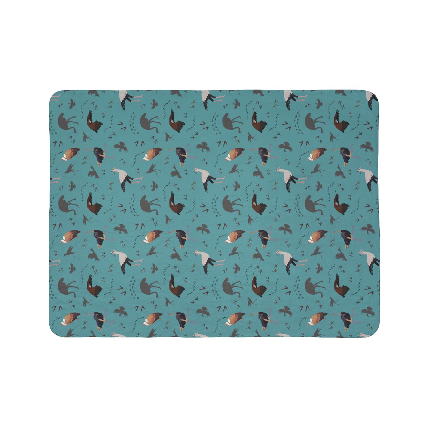 Safari Bird Fleece Sherpa Blanket (Teal)