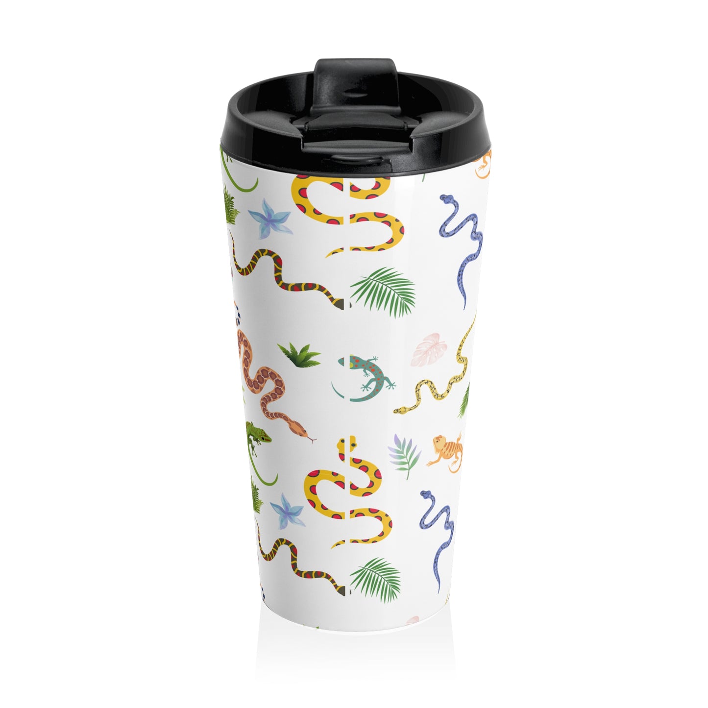 Dancing Reptile Pattern Stainless Steel Travel Mug | Stylish Travel Tumbler | Perfect Gift for Animal Lovers, Nature Enthusiasts, or Travel Junkies