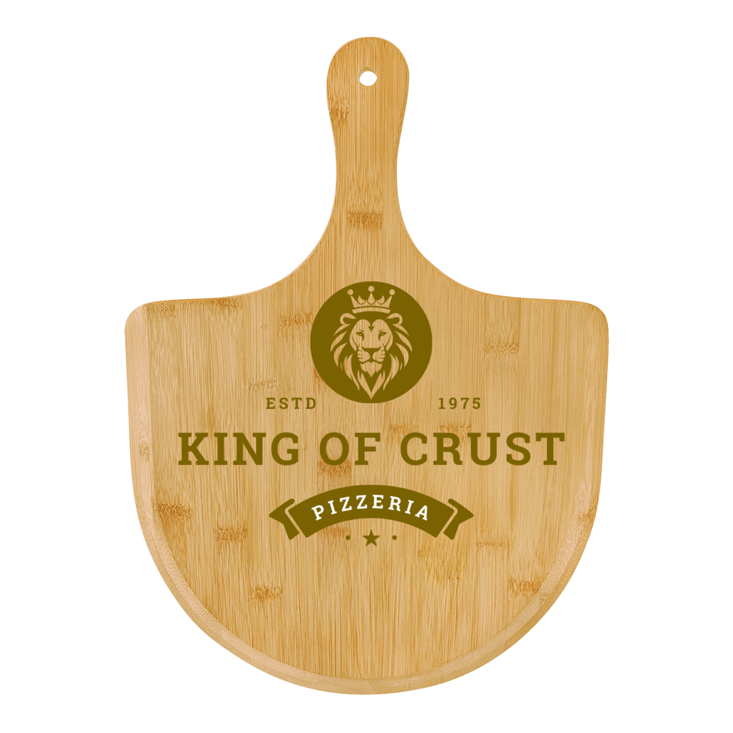 King of Crust Engraved  Lion Theme Bamboo Pizza Board, Personalized Kitchen Decor, Unique Gift for Pizza Lovers, Home Entertaining, Wedding Gift Idea