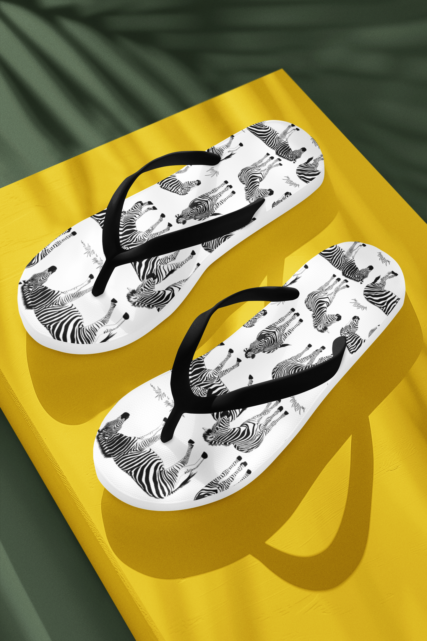 Zebra Print Flip Flops (White), Summer Sandals, Beach Footwear, Vacation Essentials, Gift for Nature Lovers, Cute Outdoor Wear