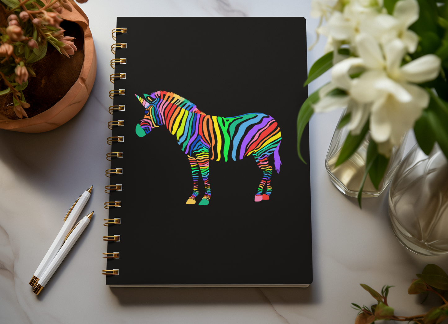 Rainbow Unicorn Zebra Hardcover Journal for Creative Minds, Gift for Artists, Writing, School, Journaling, Dreaming