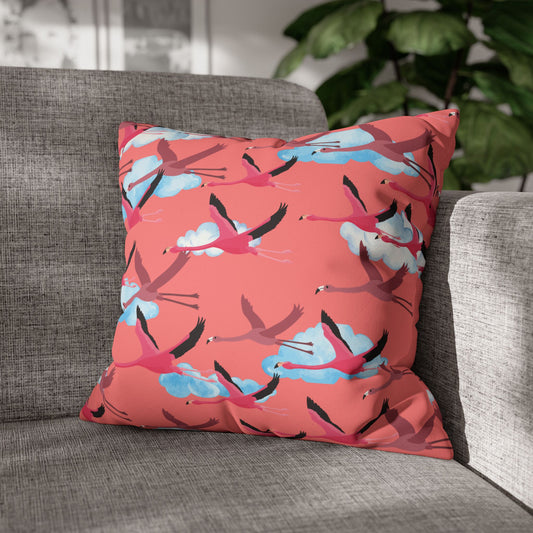 Flying Flamingo Lux Faux Suede Throw Pillow with Insert – 18" x 18" & 20" x 20"