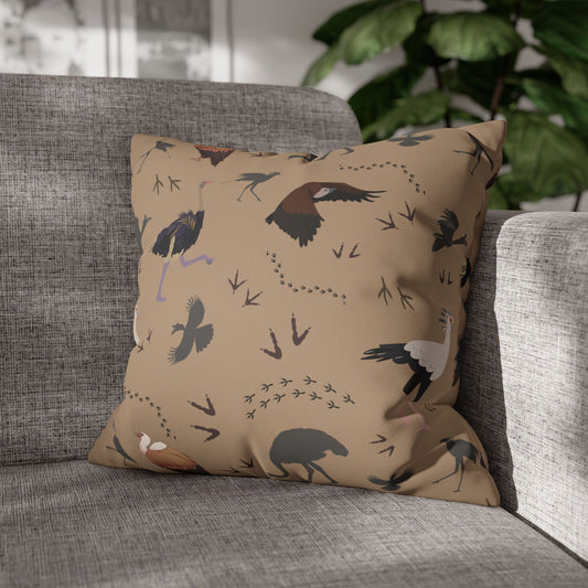 Safari Bird Print Lux Faux Suede Throw Pillow with Insert – 18" x 18" & 20" x 20"