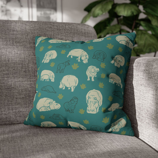 Hippo Pod Lux Faux Suede Throw Pillow with Insert - 18" x 18", 20" x 20"