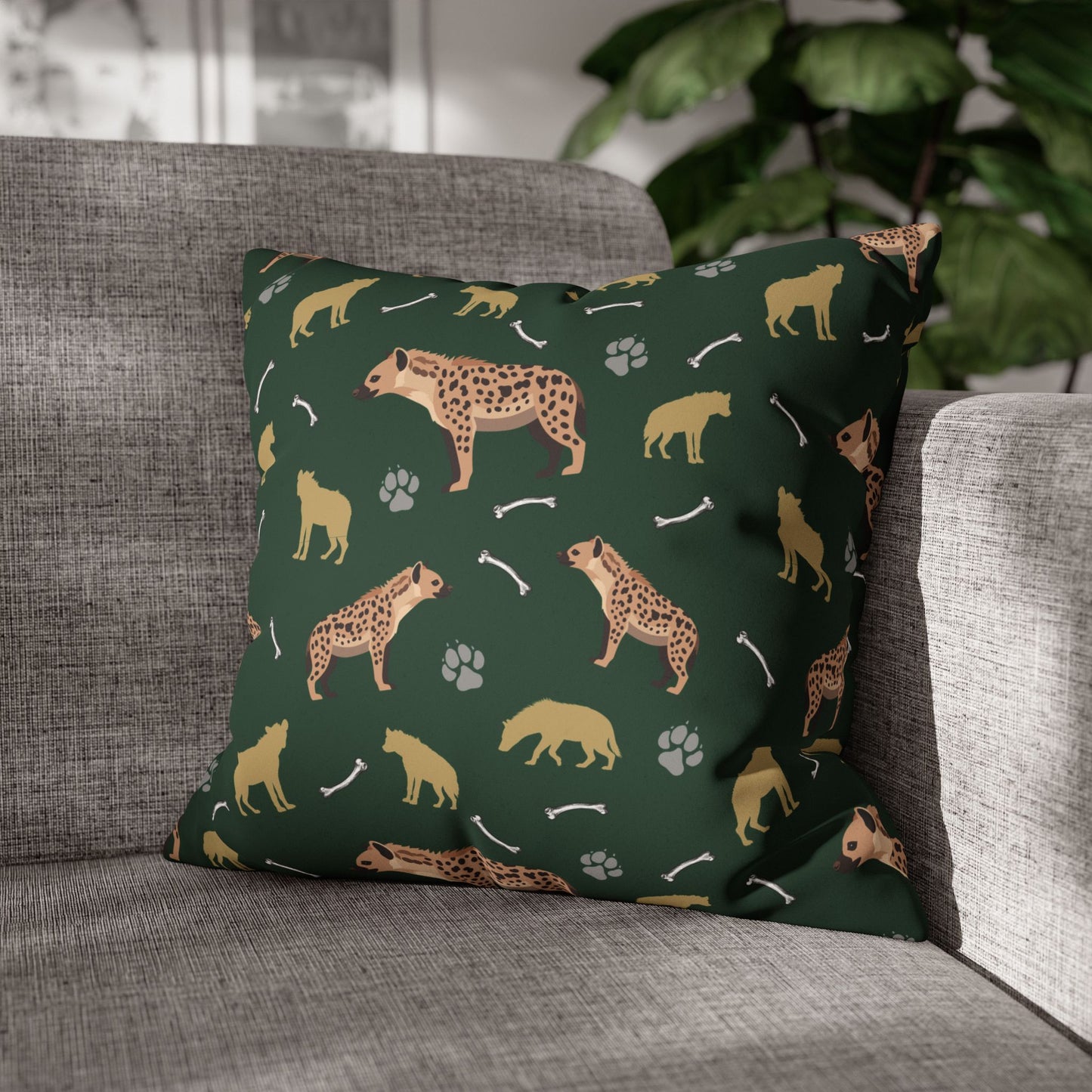 Hyena Clan Lux Faux Suede Throw Pillow with Insert - 18" x 18", 20" x 20"