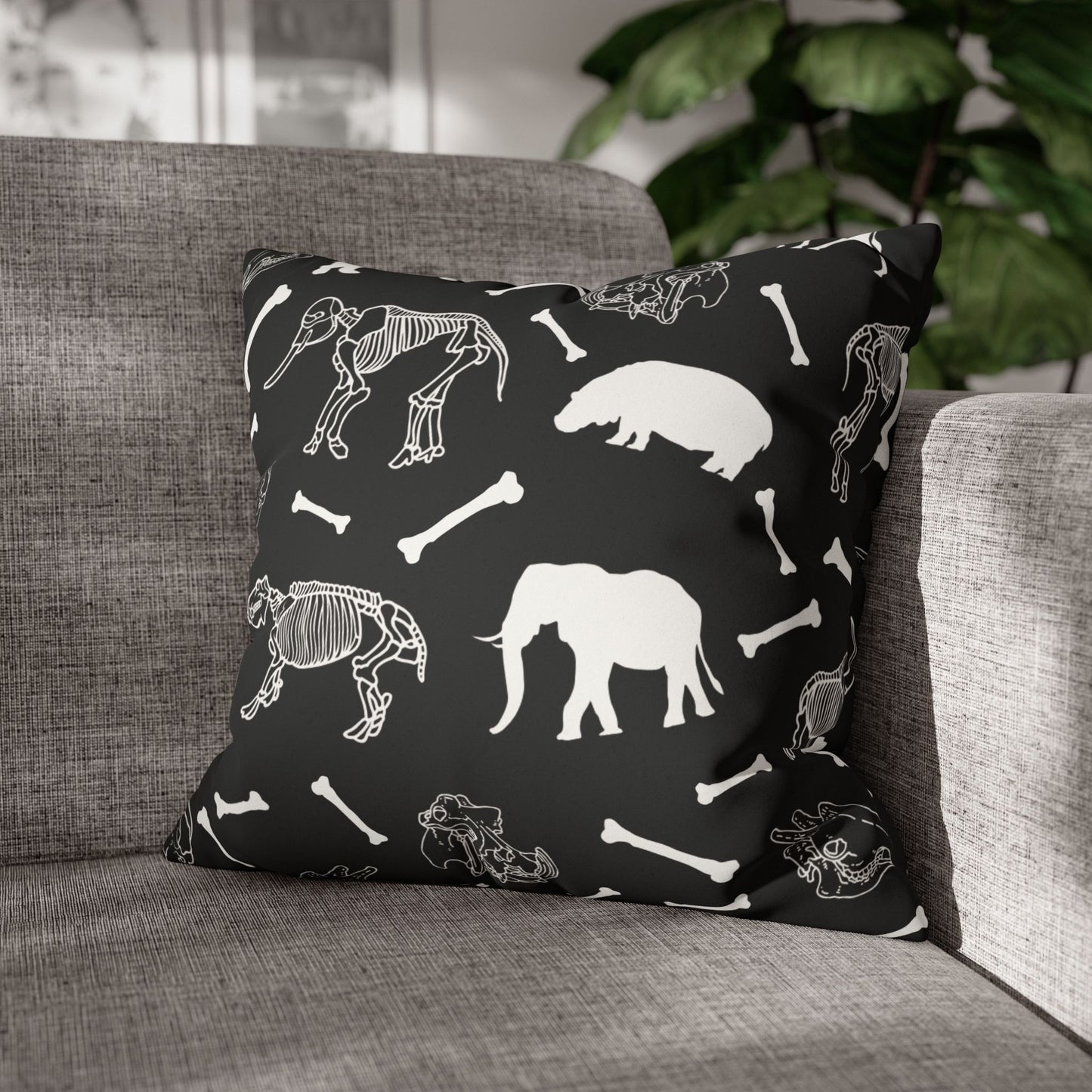 Animal Skeleton Lux Faux Suede Throw Pillow with Insert - 18" x 18", 20" x 20"