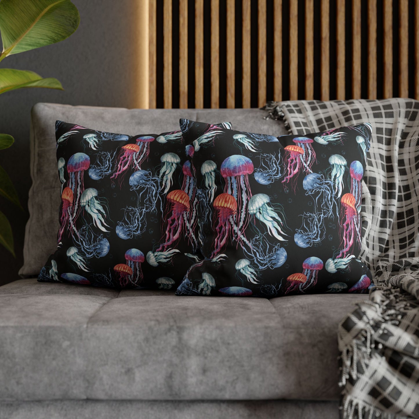 Jellyfish Dance Lux Faux Suede Throw Pillow with Insert - 18" x 18", 20" x 20"