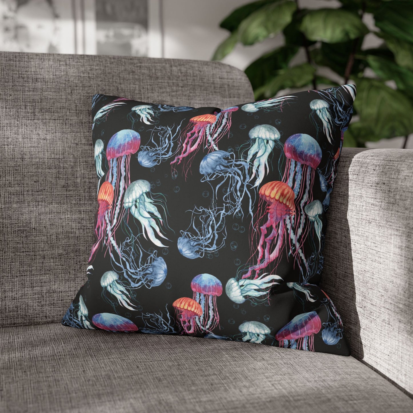 Jellyfish Dance Lux Faux Suede Throw Pillow with Insert - 18" x 18", 20" x 20"