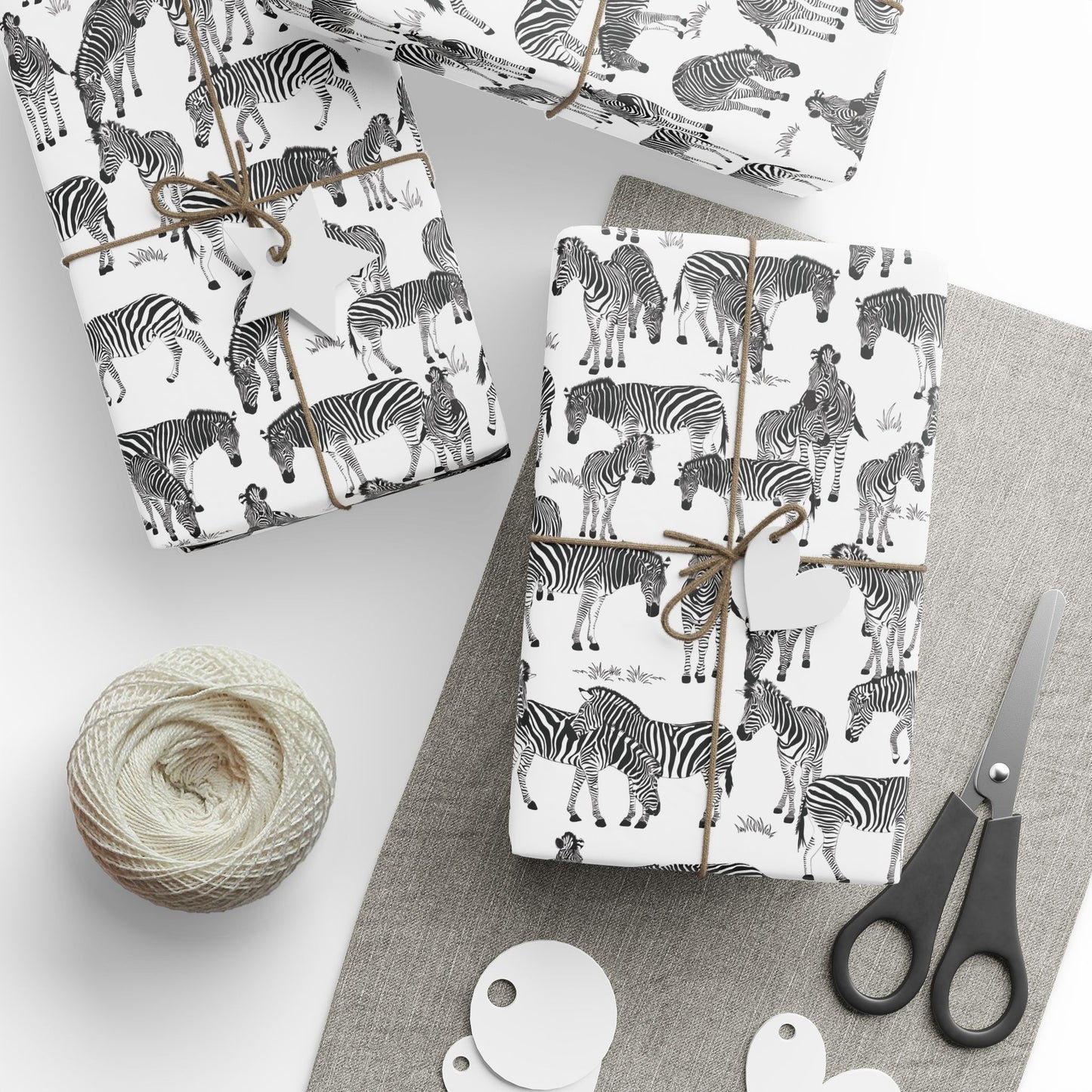 Whimsical Zebra Herd Wrapping Paper (White), Eco-Friendly Gift Wrap, Perfect for Birthdays, Holidays, Celebrations, Animal Lovers